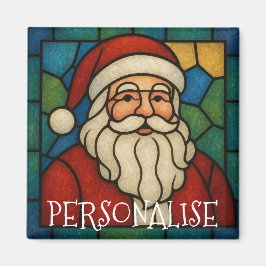 Custom Christmas Santa Art Deco Stained Glass Magneet