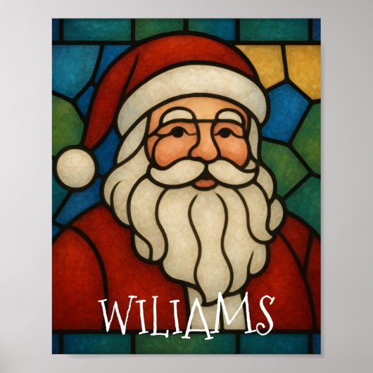Custom Christmas Santa Art Deco Stained Glass Poster (Voorkant)