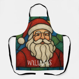 Custom Christmas Santa Art Deco Stained Glass Schort