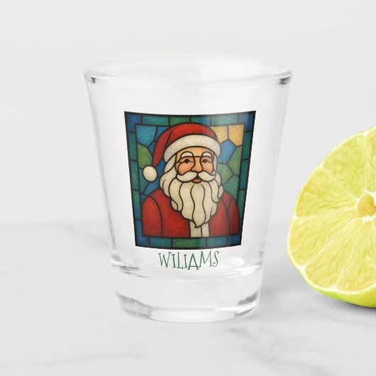 Custom Christmas Santa Art Deco Stained Glass Shot Glas (Voorkant)