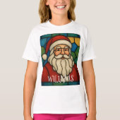 Custom Christmas Santa Art Deco Stained Glass T-shirt (Voorkant)