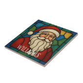 Custom Christmas Santa Art Deco Stained Glass Tegeltje (Zijkant)