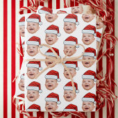 Custom Christmas Santa Hat Face Photo Wihte Inpakpapier Vel