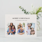 Custom Christmas Simple 4 Foto Vakantie Kaart (Staand voorkant)