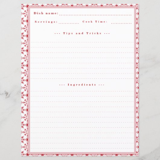 Custom Christmas Snowflake Recept Kaart voor Multo (Voorkant)