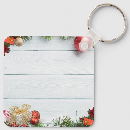 Custom Christmas Square Metal Keychain (Achterkant)