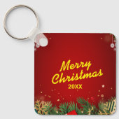 Custom Christmas Square Metal Keychain (Voorkant)