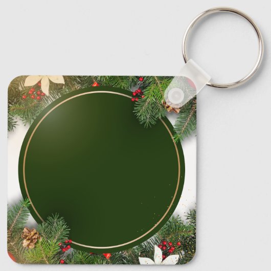 Custom Christmas Square Metal Keychain (Achterkant)