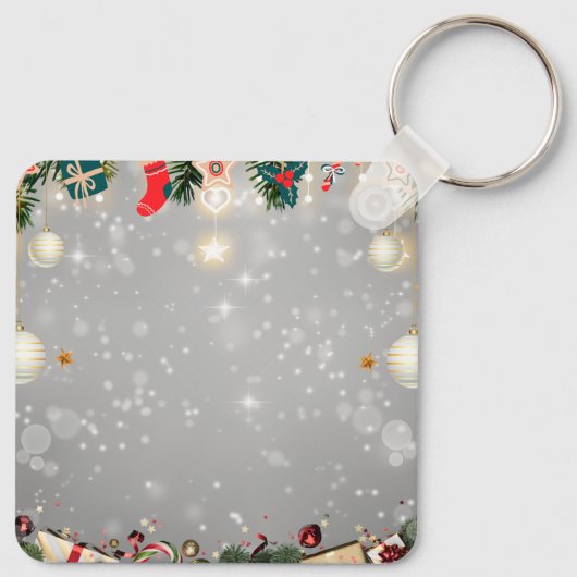 Custom Christmas Square Metal Keychain (Achterkant)
