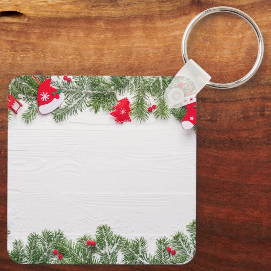 Custom Christmas Square Metal Keychain (Achterkant)