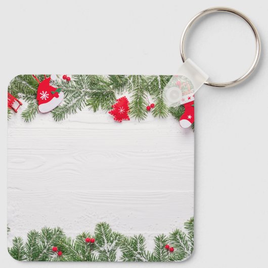 Custom Christmas Square Metal Keychain (Achterkant)