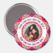 Custom Christmas Star Fun Jolly Red Fotobegroeting Magneet (Voorkant / Achterkant)