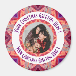 Custom Christmas Star Fun Jolly Red Fotobegroeting Magneet