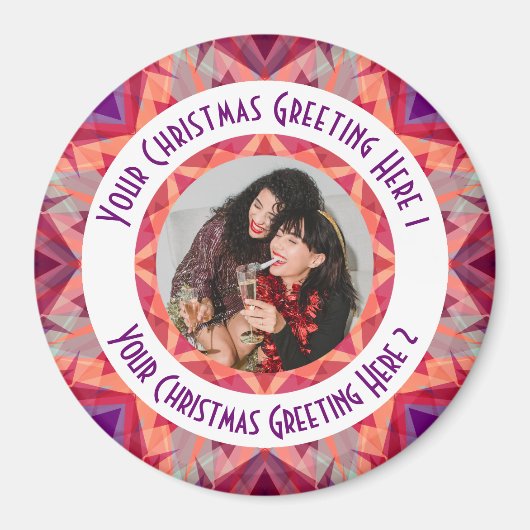 Custom Christmas Star Fun Jolly Red Fotobegroeting Magneet (Voorkant)