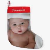 Custom Christmas Stocking Replaceable Photo Kleine Kerstsok (Voorkant)