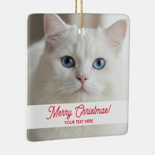Custom Christmas tree ornament with white cat pic (Rechts)
