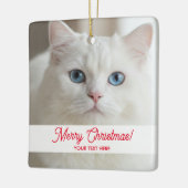 Custom Christmas tree ornament with white cat pic (Links)