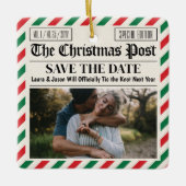Custom Christmas Wedding Announcement Newspaper Keramisch Ornament (Voorkant)