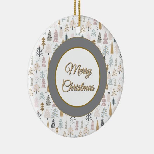 Custom, Christmas Winter Trees Rustic Keramisch Ornament (Rechts)