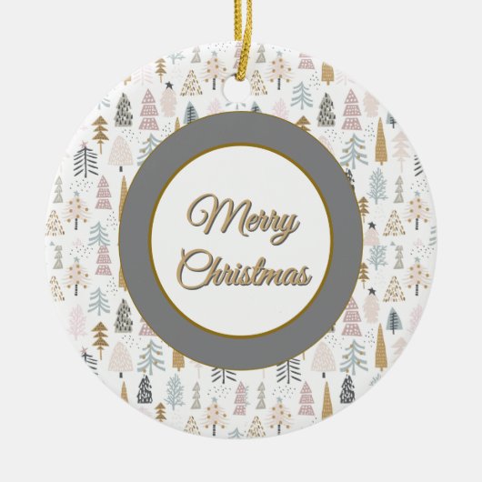 Custom, Christmas Winter Trees Rustic Keramisch Ornament (Voorkant)