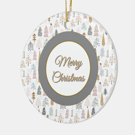 Custom, Christmas Winter Trees Rustic Keramisch Ornament (Links)