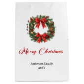 Custom Christmas wreath bag with elegant design Medium Cadeauzakje (Voorkant)
