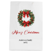 Custom Christmas wreath bag with elegant design Medium Cadeauzakje (Achterkant)
