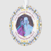 Custom Christmas Yellow Purple Family Photo Gift Ornament (voorkant)