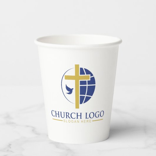 Custom Church Logo Branded Papieren Bekers (Achterkant)