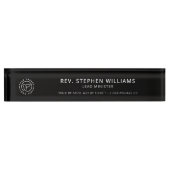 Custom Church Logo Minister Verse Zwart-wit Naambordje (Voorkant)