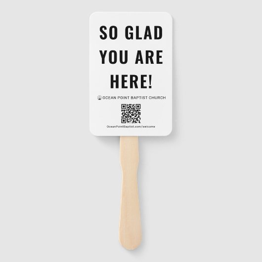 Custom Church Welcome Fan met QR-code Handwaaier (Achterkant)