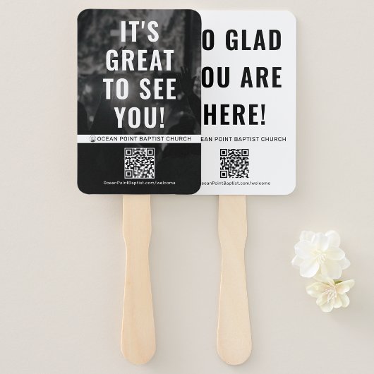 Custom Church Welcome Fan met QR-code Handwaaier