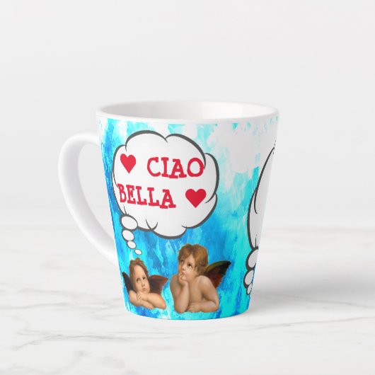 Custom ♥ CIAO BELLA ♥ Cherub Angels Latte Mok (Linkerhoek)