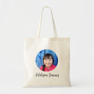 Custom Circle Lijst Foto en Monogram Tote Bag