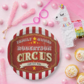 Custom Circus Stripe – familienaam Papieren Bordje (Feest)