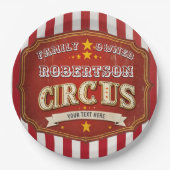 Custom Circus Stripe – familienaam Papieren Bordje (Voorkant)