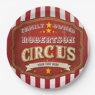 Custom Circus Stripe –  familienaam Papieren Bordje