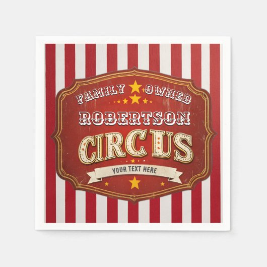 Custom Circus Stripe –  familienaam Servet (Voorkant)