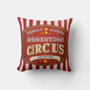Custom Circus Stripe Pillow – familienaam Kussen