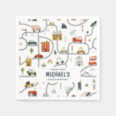 Custom City Cars Verjaardag Servet (Voorkant)