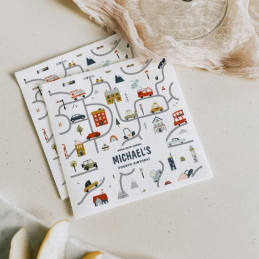 Custom City Cars Verjaardag Servet