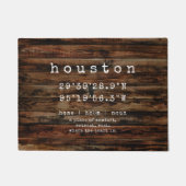 Custom City Coordinates | Rustige Faux Wood Doorma Deurmat (Voorkant)