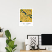 Custom City Map Amsterdam Netherlands Poster (Thuiskantoor)