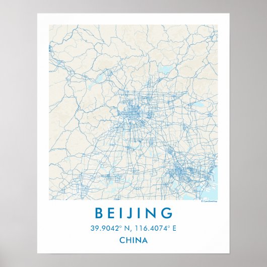 Custom City Map Beijing China Wall Art Poster (Voorkant)