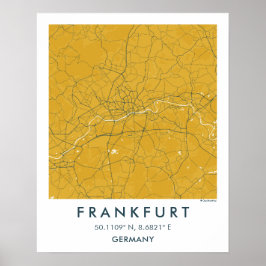 Custom City Map Frankfurt Germany Wall Art Poster