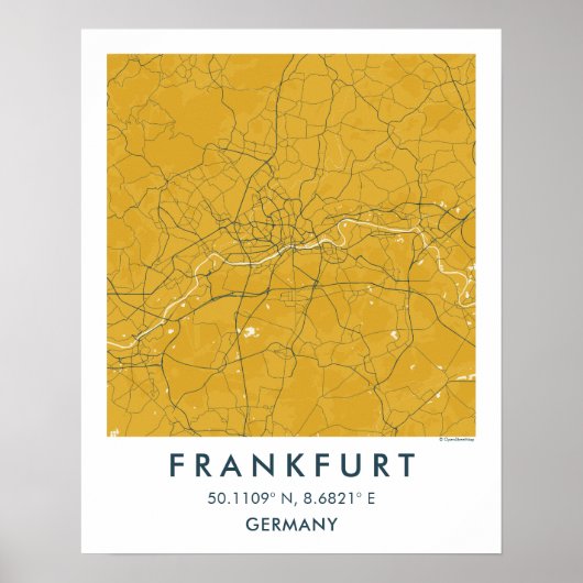 Custom City Map Frankfurt Germany Wall Art Poster (Voorkant)