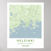 Custom City Map Helsinki Finland Wall Art Poster (Voorkant)
