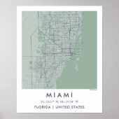 Custom City Map Miami Florida Wall Art Poster (Voorkant)