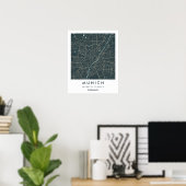 Custom City Map Munich Germany Wall Art Poster (Thuiskantoor)