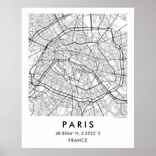 Custom City Map Paris France Poster (Voorkant)